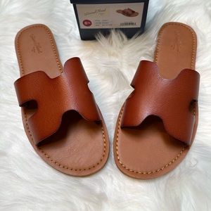 New! Brown Jenny Slide Sandals